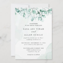 Convite de Casamento com Eucalipto Verde