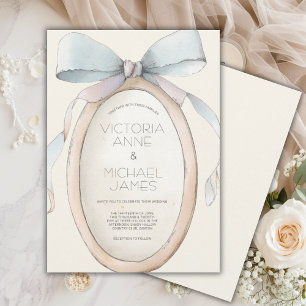 Convite de Casamento com Fitas Neutras Vintage