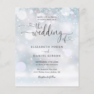 Convite de Casamento com Flocos de Neve de Inverno