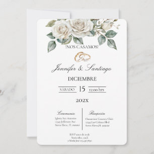 Convite de casamento com flor branca