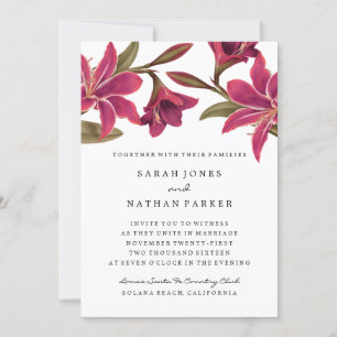 Convite de Casamento com Flor de Amarílis Rosa