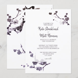 Convite de Casamento com Flor de Ameixa sumie