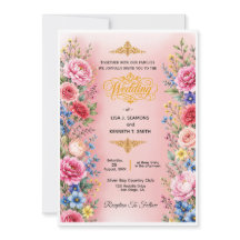 Convite de Casamento com Flor de Aquarela Romântic