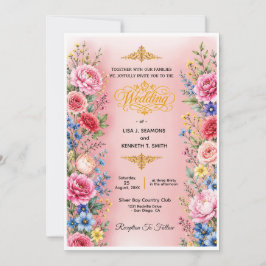 Convite de Casamento com Flor de Aquarela Romântic