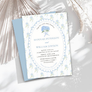 Convite de Casamento com Flor de Hortênsia Azul El