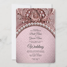 Convite de Casamento com Flor Rosa