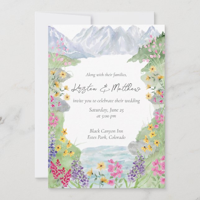 Convite de Casamento com Flor Silvestre de Montanh (Frente)
