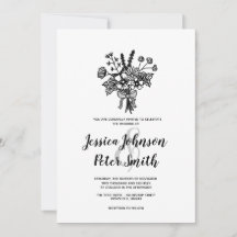 Convite de Casamento com Flor Silvestre Preta e Br