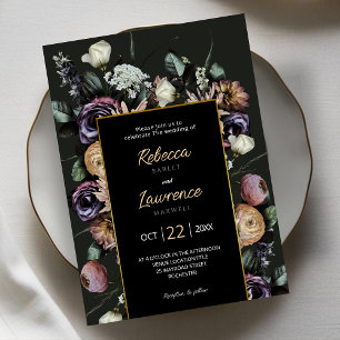 Convite de casamento com florais elegantes e sofis