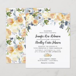 Convite de Casamento com Florais em Aquarela Rosa 