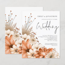 Convite de Casamento com Florais Outonais Econômic