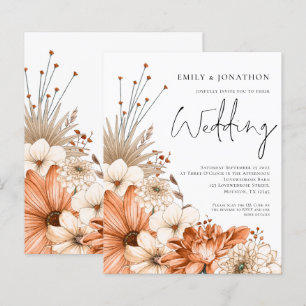 Convite de Casamento com Florais Outonais Econômic