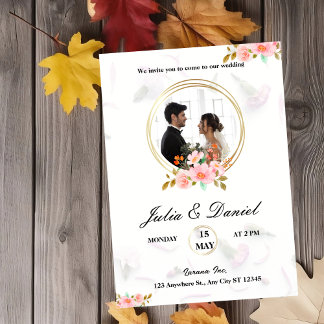 Convite de casamento com flores