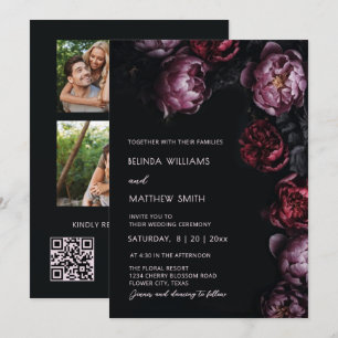 Convite de Casamento com Flores 3D Dark Moody