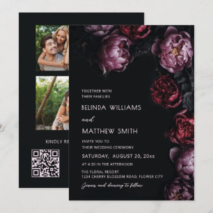 Convite de Casamento com Flores 3D Dark Moody