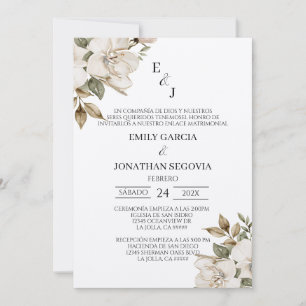 convite de casamento com flores brancas