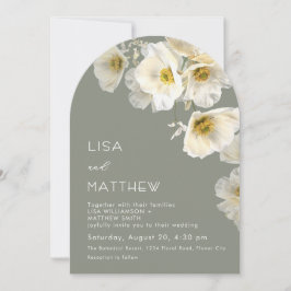 Convite de Casamento com Flores Brancas Delicadas