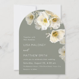 Convite de Casamento com Flores Brancas Delicadas
