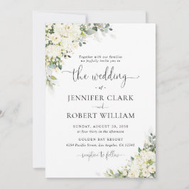 Convite de Casamento com Flores Brancas Elegantes