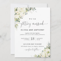Convite de Casamento com Flores Brancas Elegantes