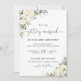 Convite de Casamento com Flores Brancas Elegantes