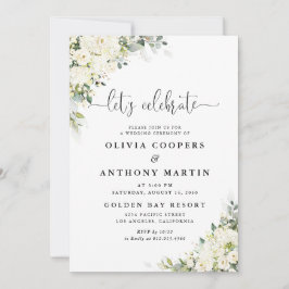 Convite de Casamento com Flores Brancas Elegantes