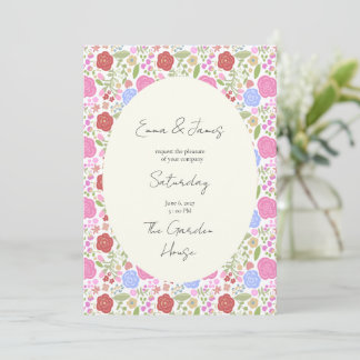 Convite de casamento com flores caprichosas