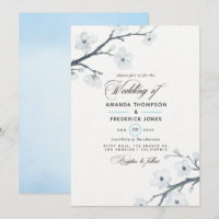 Convite de Casamento com Flores de Cerejeira Branc