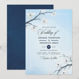 Convite de Casamento com Flores de Cerejeira Branc
