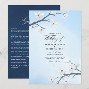 Convite de Casamento com Flores de Cerejeira Branc