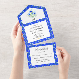 Convite de Casamento com Flores de Crocuse Azuis