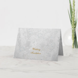 Convite de Casamento com Flores de Prata
