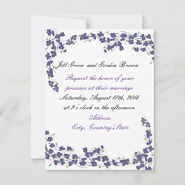 Convite de Casamento com Flores de Roxo Escuro