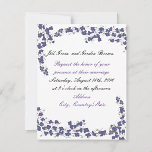 Convite de Casamento com Flores de Roxo Escuro