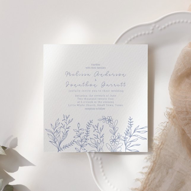 Convite de Casamento com Flores de Vinca e Rosas (Criador carregado)