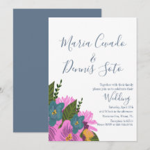 Convite de casamento com flores desenhadas à mão e