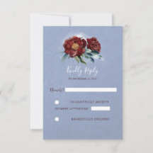 Convite de Casamento com Flores em Aquarela Burgun