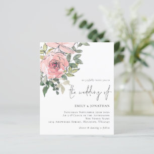 Convite de Casamento com Flores em Aquarela e Blus