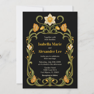 Convite de Casamento com Flores Embutidas Art Nouv