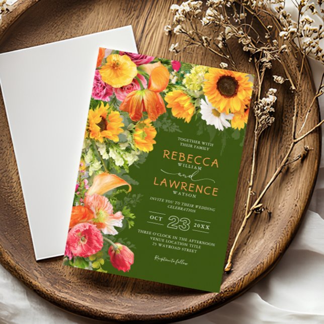Convite de casamento com flores frescas da primave (Criador carregado)