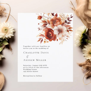 Convite de casamento com flores laranja queimada b