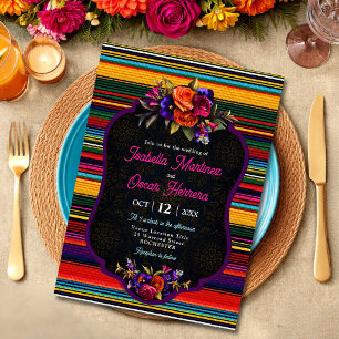 Convite de casamento com flores mexicanas elegante