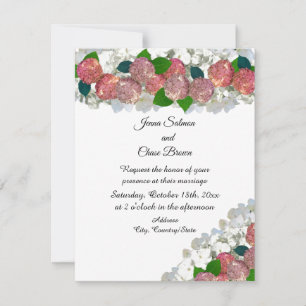 Convite de Casamento com Flores Mistas Coral e Sal