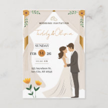 Convite de Casamento com Flores Personalizado - No