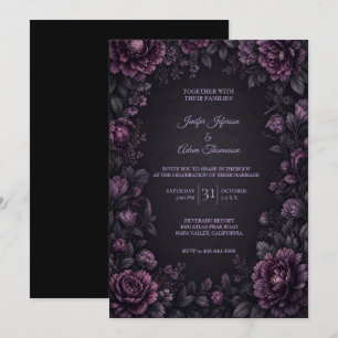 Convite de Casamento com Flores Roxas Mal-humorada