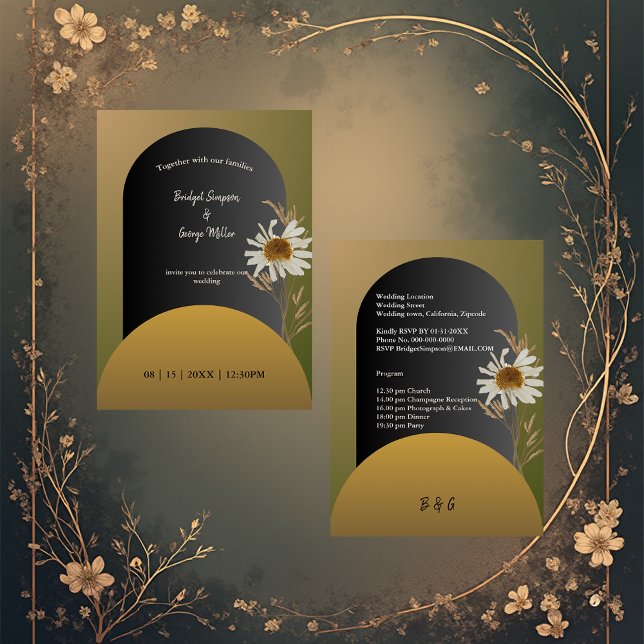 convite de casamento com flores secas de outono ma (Criador carregado)