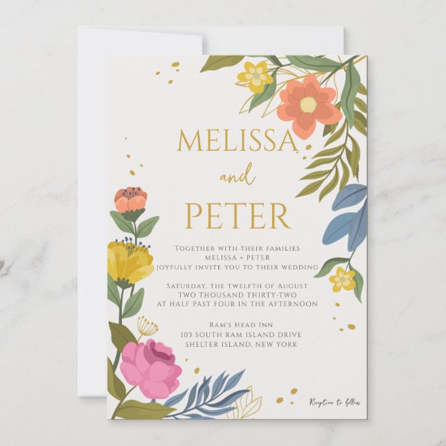 Convite de Casamento com Flores Silvestres (Frente)