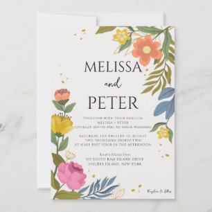Convite de Casamento com Flores Silvestres