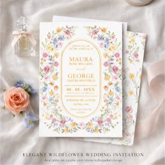 Convite de casamento com flores silvestres