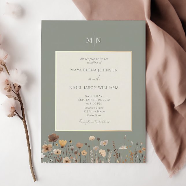 Convite de Casamento com Flores Silvestres Boho Ve (Criador carregado)